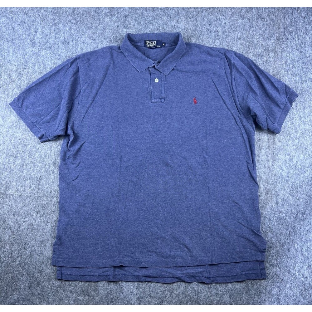 Vtg Polo Ralph Lauren Men's Polo Shirt Blue Maroon Pony Short Sleeve Size XL